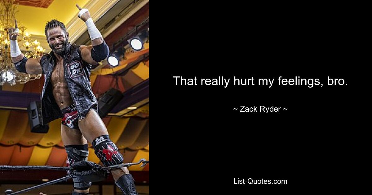 That really hurt my feelings, bro. — © Zack Ryder