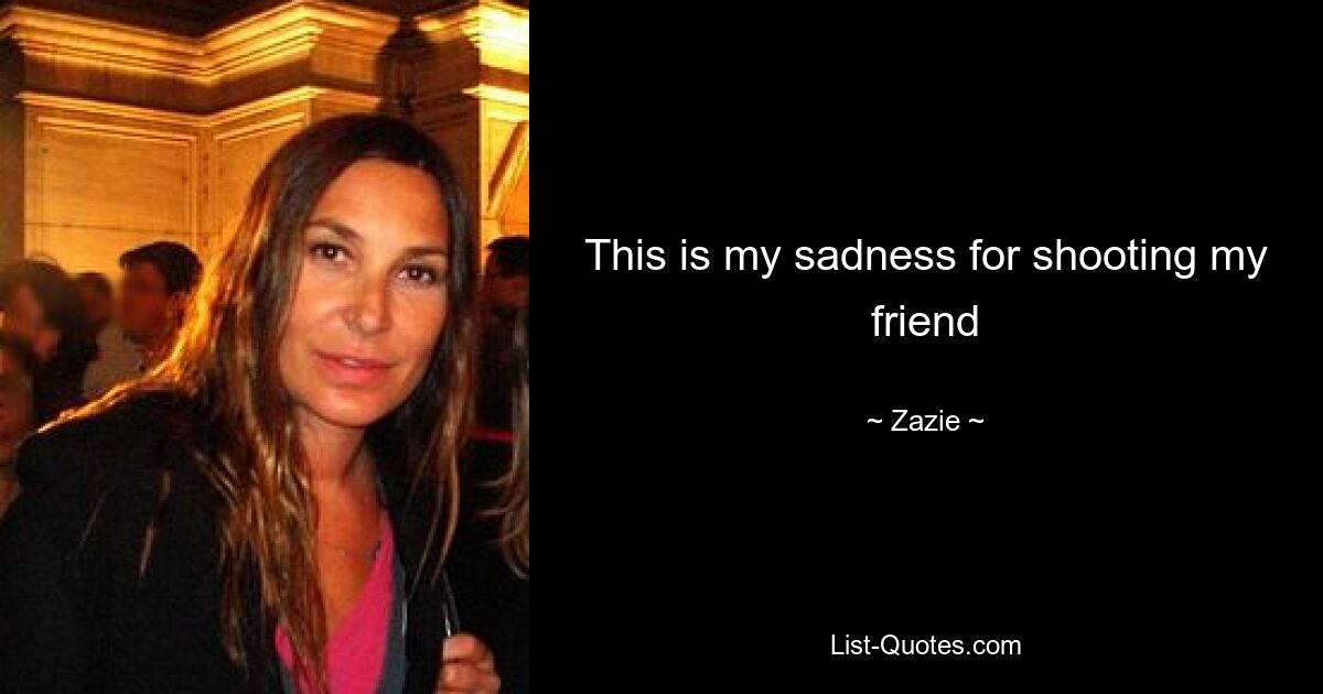 This is my sadness for shooting my friend — © Zazie