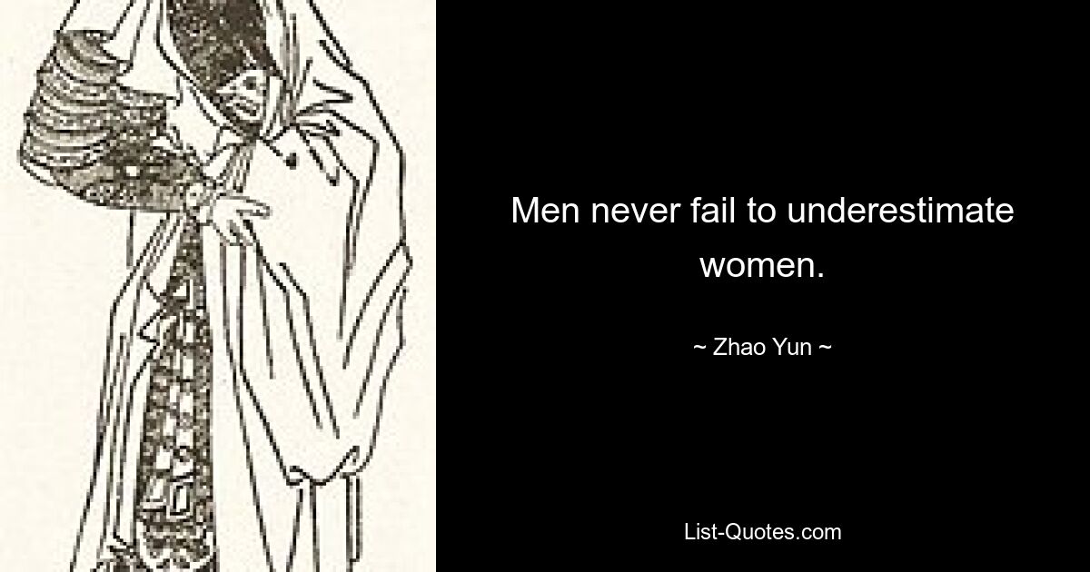 Men never fail to underestimate women. — © Zhao Yun