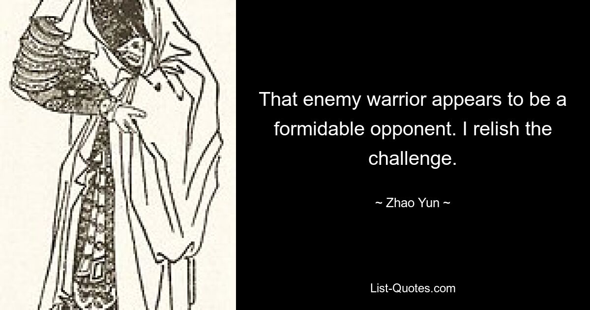 That enemy warrior appears to be a formidable opponent. I relish the challenge. — © Zhao Yun