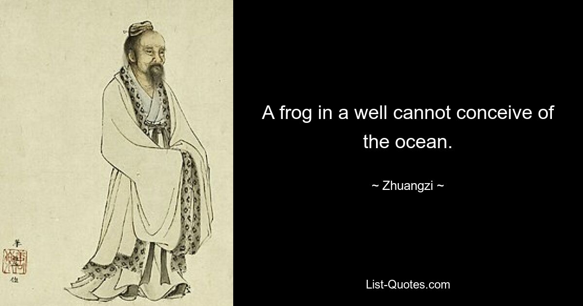 A frog in a well cannot conceive of the ocean. — © Zhuangzi