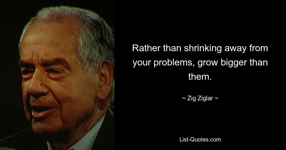 Rather than shrinking away from your problems, grow bigger than them. — © Zig Ziglar