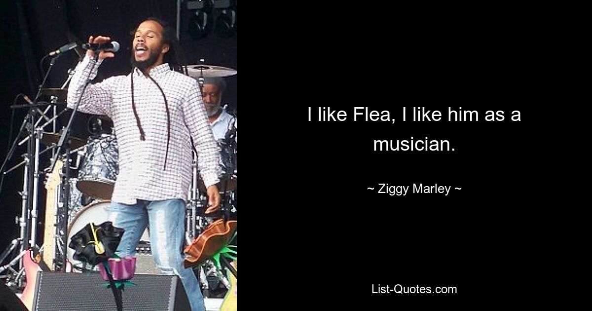 I like Flea, I like him as a musician. — © Ziggy Marley