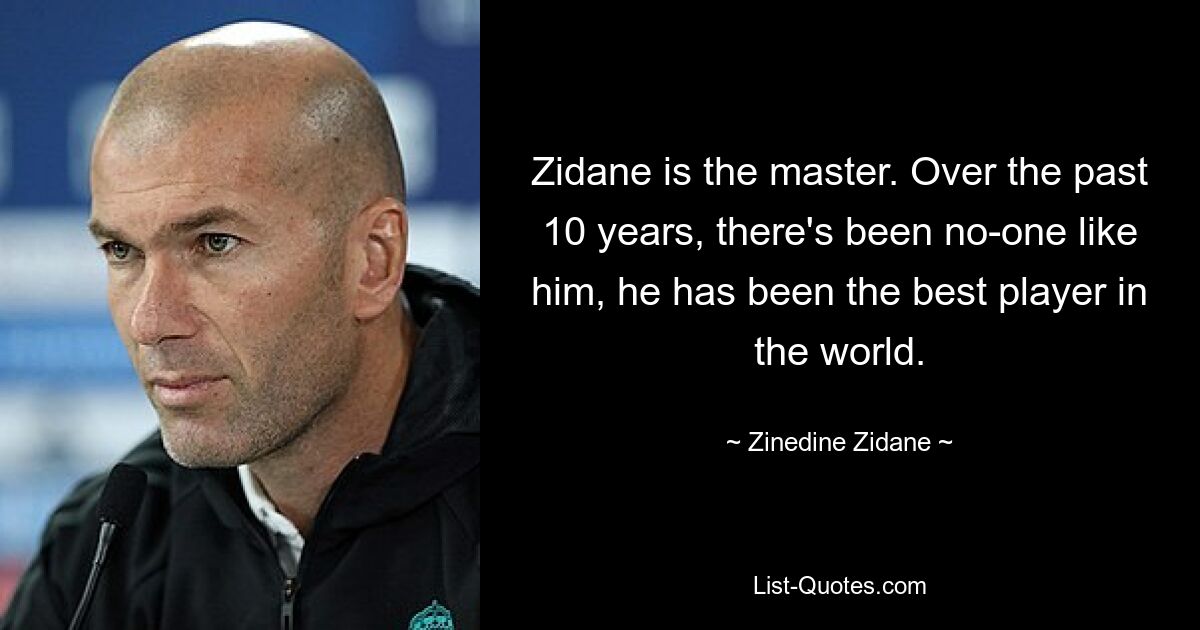 Зидан – мастер. За последние 10 лет не было никого подобного ему, он был лучшим игроком в мире. — © Зинедин Зидан